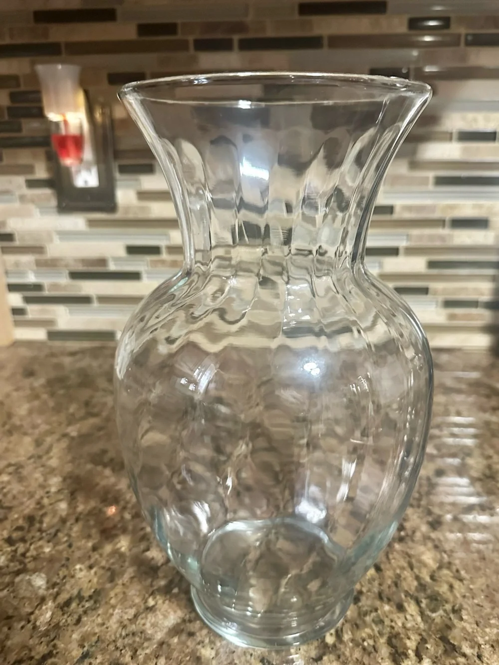 Clear Textured Glass Decorative Vase